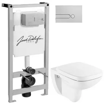 Комплект подвесной унитаз Roca Debba 346997000 + ZRU9302826 + система инсталляции Jacob Delafon E5504-NF + E4326-CP