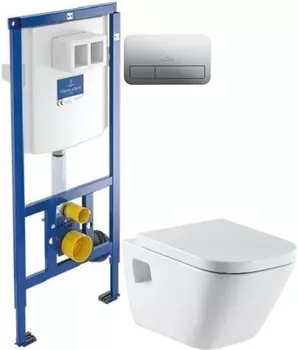 Комплект подвесной унитаз Roca The Gap 346477000 + 801472004 + система инсталляции Villeroy &amp; Boch 92246100 + 92249061