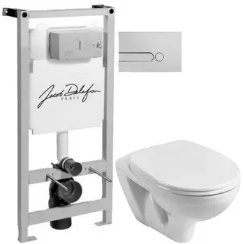 Комплект подвесной унитаз Santek Бореаль 1.WH30.1.977 + система инсталляции Jacob Delafon E5504-NF + E4326-CP