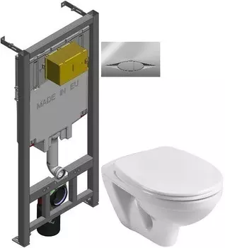 Комплект подвесной унитаз Santek Бореаль 1.WH30.1.977 + система инсталляции Jacob Delafon E29025-NF + E29027-CP