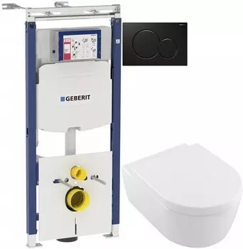 Комплект подвесной унитаз Villeroy & Boch Avento 5656HR01 + система инсталляции Geberit 111.362.00.5 + 115.770.DW.5