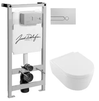 Комплект подвесной унитаз Villeroy &amp; Boch Avento 5656HR01 + система инсталляции Jacob Delafon E5504-NF + E4326CP