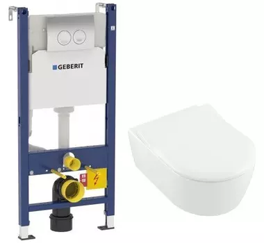 Комплект подвесной унитаз Villeroy &amp; Boch Avento 5656RSR1 + система инсталляции Geberit 458.124.21.1