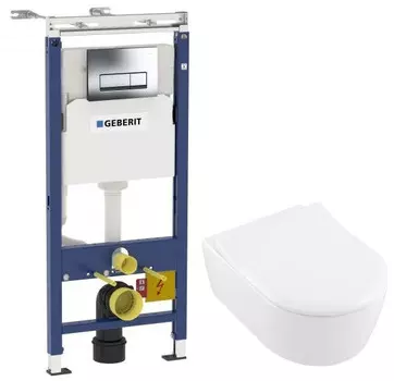 Комплект подвесной унитаз Villeroy &amp; Boch Avento 5656RSR1 + система инсталляции Geberit 458.125.21.1
