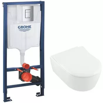 Комплект подвесной унитаз Villeroy &amp; Boch Avento 5656RSR1 + система инсталляции Grohe 38772001