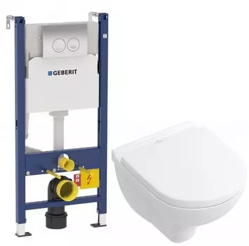 Комплект подвесной унитаз Villeroy &amp; Boch O.Novo 5688H101 + система инсталляции Geberit 458.124.21.1