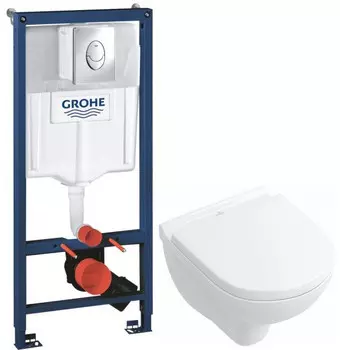Комплект подвесной унитаз Villeroy &amp; Boch O.Novo 5688H101 + система инсталляции Grohe 38721001