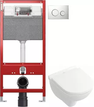 Комплект подвесной унитаз Villeroy &amp; Boch O.Novo 5688H101 + система инсталляции Tece 9300302 + 9240626