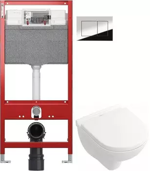 Комплект подвесной унитаз Villeroy &amp; Boch O.Novo 5688H101 + система инсталляции TECE 9300302 + 9240401