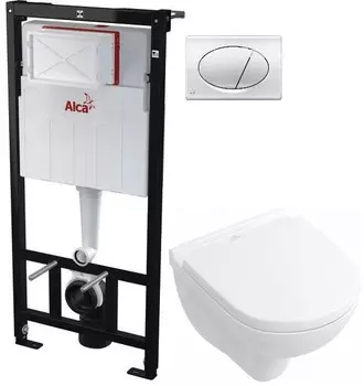 Комплект подвесной унитаз Villeroy &amp; Boch O.Novo 5688H101 + система инсталляции AlcaPlast AM101/11203:1RUSSETM71