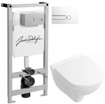 Комплект подвесной унитаз Villeroy &amp; Boch O.Novo 5688H101 + система инсталляции Jacob Delafon E5504-NF + E4326-00