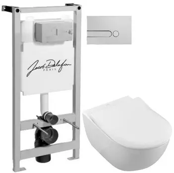 Комплект подвесной унитаз Villeroy &amp; Boch Subway 2.0 5614R2R1 + система инсталляции Jacob Delafon E5504-NF + E4326-CP