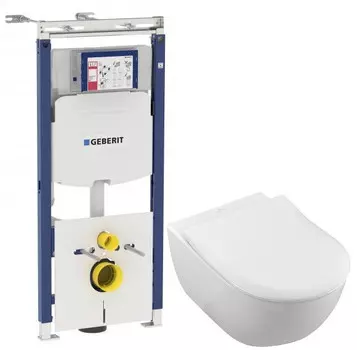 Комплект подвесной унитаз Villeroy & Boch Subway 2.0 5614R2R1 + система инсталляции Geberit 111.362.00.5