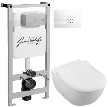 Комплект подвесной унитаз Villeroy &amp; Boch Subway 2.0 5614R2R1 + система инсталляции Jacob Delafon E5504-NF + E4326-00