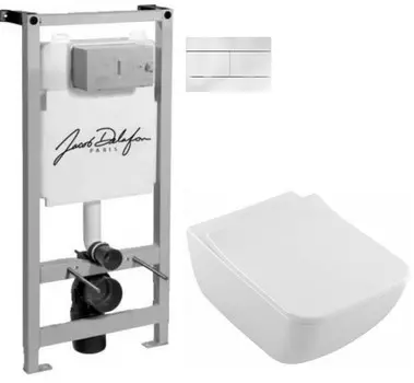 Комплект подвесной унитаз Villeroy &amp; Boch Venticello 4611RSR1 + система инсталляции Jacob Delafon + E5504-NF+ E4316-00