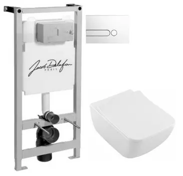 Комплект подвесной унитаз Villeroy &amp; Boch Venticello 4611RSR1 + система инсталляции Jacob Delafon E5504-NF + E4326-00