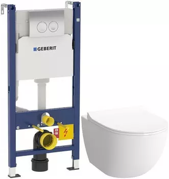 Комплект подвесной унитаз Vitra Sento 7748B003-0075 + 120-003-009 + система инсталляции Geberit 458.124.21.1