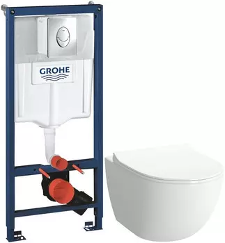 Комплект подвесной унитаз Vitra Sento 7748B003-0075 + 120-003-009 + система инсталляции Grohe 38721001