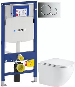 Комплект подвесной унитаз WeltWasser Merzbach 004GL-WT 10000003661 + система инсталляции Geberit 111.300.00.5 + 115.770.21.5 + 111.815.00.1