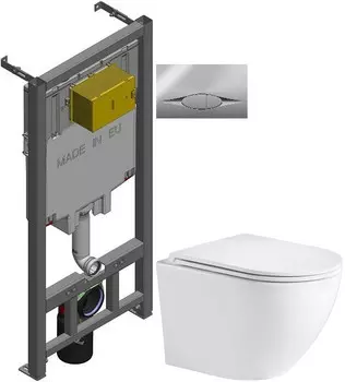 Комплект подвесной унитаз WeltWasser Merzbach 004GL-WT 10000003661 + система инсталляции Jacob Delafon E29025-NF + E29027-CP