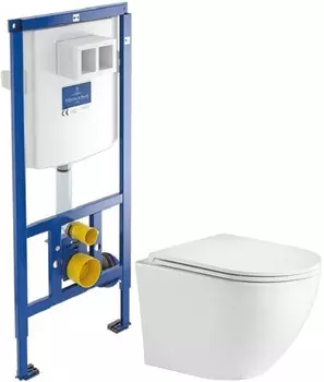 Комплект подвесной унитаз WeltWasser Merzbach 004GL-WT 10000003661 + система инсталляции Villeroy &amp; Boch 92246100