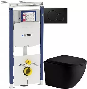 Комплект подвесной унитаз WeltWasser Merzbach 004MT-BL 10000003695 + система инсталляции Geberit 111.362.00.5 + 115.770.DW.5