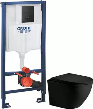 Комплект подвесной унитаз WeltWasser Merzbach 004MT-BL 10000003695 + система инсталляции Grohe 38811kf0