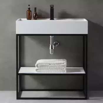 Консоль с раковиной черный Abber Stein AS2630