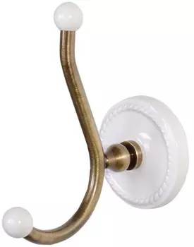 Крючок Devon&Devon Dorothy DOR413BR двойной, для ванны, состаренная бронза/белый
