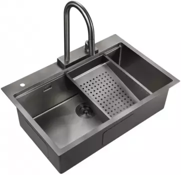Кухонная мойка Milacio Denia 75 вороненая сталь MC.77429