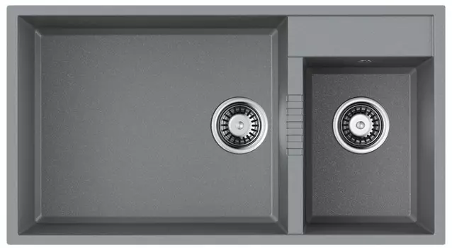 Кухонная мойка Tetogranit Omoikiri Tedori 85-2-U-GR ленинградский серый 4993542