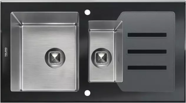 Кухонная мойка Tolero Ceramic Glass нержавеющая сталь/черный TG-920k