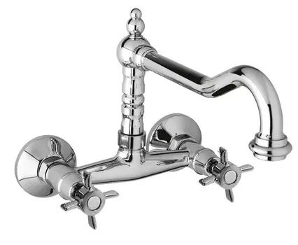 Кухонный смеитель для настенного монтажа хром, ручки хром Cezares Lord LORD-LLP-01