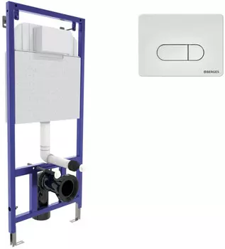 Инсталляция для унитаза Berges Novum D1 040231 с кнопкой смыва, белый глянец