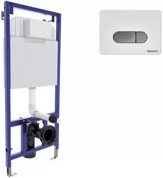 Инсталляция для унитаза Berges Novum D7 040237 с кнопкой смыва, белый/хром