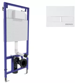 Инсталляция для унитаза Berges Novum L1 040211 с кнопкой смыва, белый глянец