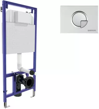 Инсталляция для унитаза Berges Novum R2 040222 с кнопкой смыва, матовый хром