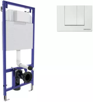 Инсталляция для унитаза Berges Novum S1 040241 с кнопкой смыва, белый глянец