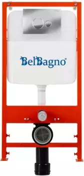 Инсталляция для унитаза BelBagno BB026 + BB081CR с кнопкой смыва, хром