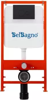Инсталляция для унитаза BelBagno BB026 + BB084NERO с кнопкой смыва, черный матовый