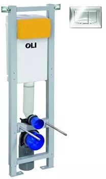 Монтажный элемент для подвесного унитаза + смывная клавиша OLI Quadra River глянцевый хром 280490mRI00