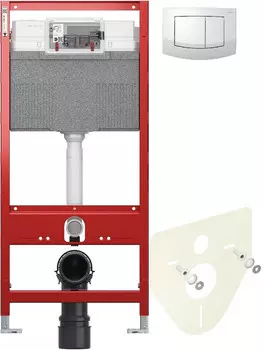 Монтажный элемент для подвесного унитаза + смывная клавиша Tece TECEambia белый с антибактериальным покрытием 9300302 + 9200010 + 9380014 + 9240240