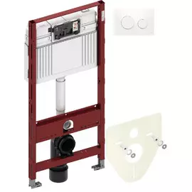 Монтажный элемент для подвесного унитаза + смывная клавиша Tece TECEloop белый с антибактериальным покрытием 9300000 + 9200010 + 9380014 + 9240640