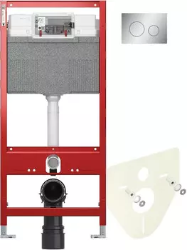 Монтажный элемент для подвесного унитаза + смывная клавиша Tece TECEloop матовый хром 9300302 + 9200010 + 9380014 + 9240625