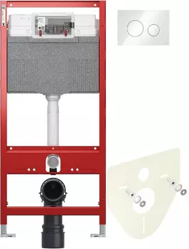 Инсталляция для унитаза Tece TECEloop 9300302 + 9200010 + 9380014 + 9240650 с кнопкой смыва, белый