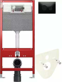 Монтажный элемент для подвесного унитаза + смывная клавиша Tece TECEloop черный 9300302 + 9200010 + 9380014 + 9240657