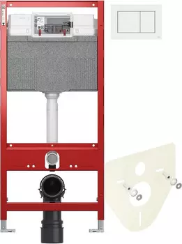 Инсталляция для унитаза Tece TECEnow 9300302 + 9200010 + 9380014 + 9240400 с кнопкой смыва, белый глянец