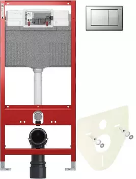 Инсталляция для унитаза Tece TECEplanus 9300302 + 9200010 + 9380014 + 9240320 с кнопкой смыва, нержавеющая сталь