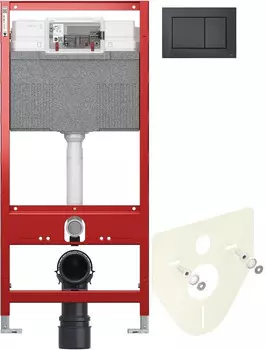 Инсталляция для унитаза Tece TECEnow 9300302 + 9200010 + 9380014 + 9240403 с кнопкой смыва, черный глянец