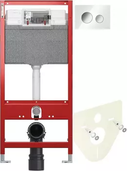 Монтажный элемент для подвесного унитаза + смывная клавиша Tece TECEloop белый/глянцевый хром 9300302 + 9200010 + 9380014 + 9240660